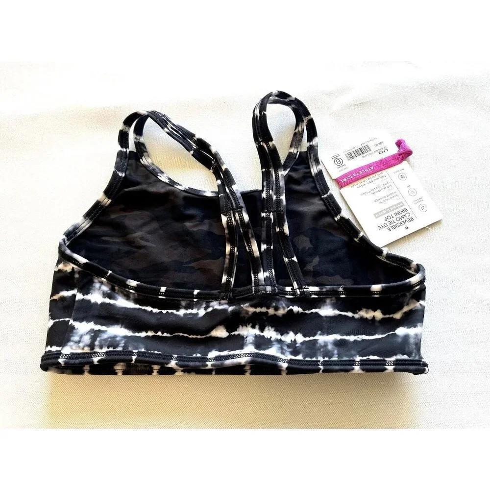 NWT Athleta Girl Reversible Camo Tie Dye Bikini Top